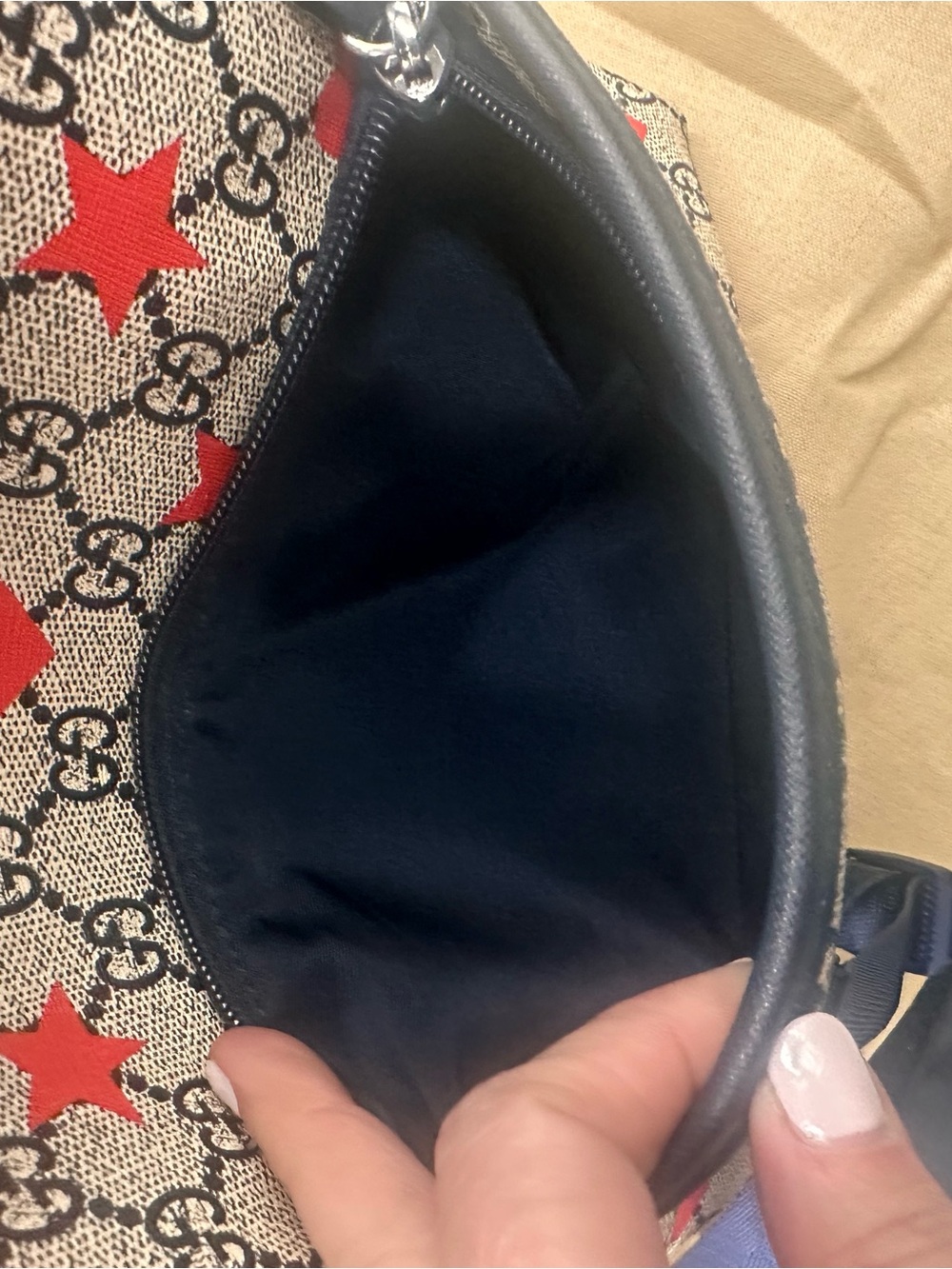 Inspooooo Red Heart & Star GG Canvas Backpack - Navy Trim - Picture 9 of 11